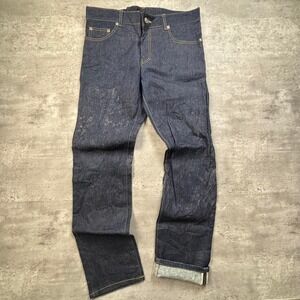 MaD Straight Leg Jeans Mens 32x30 Navy Good Raw Selvedge Denim Vintage